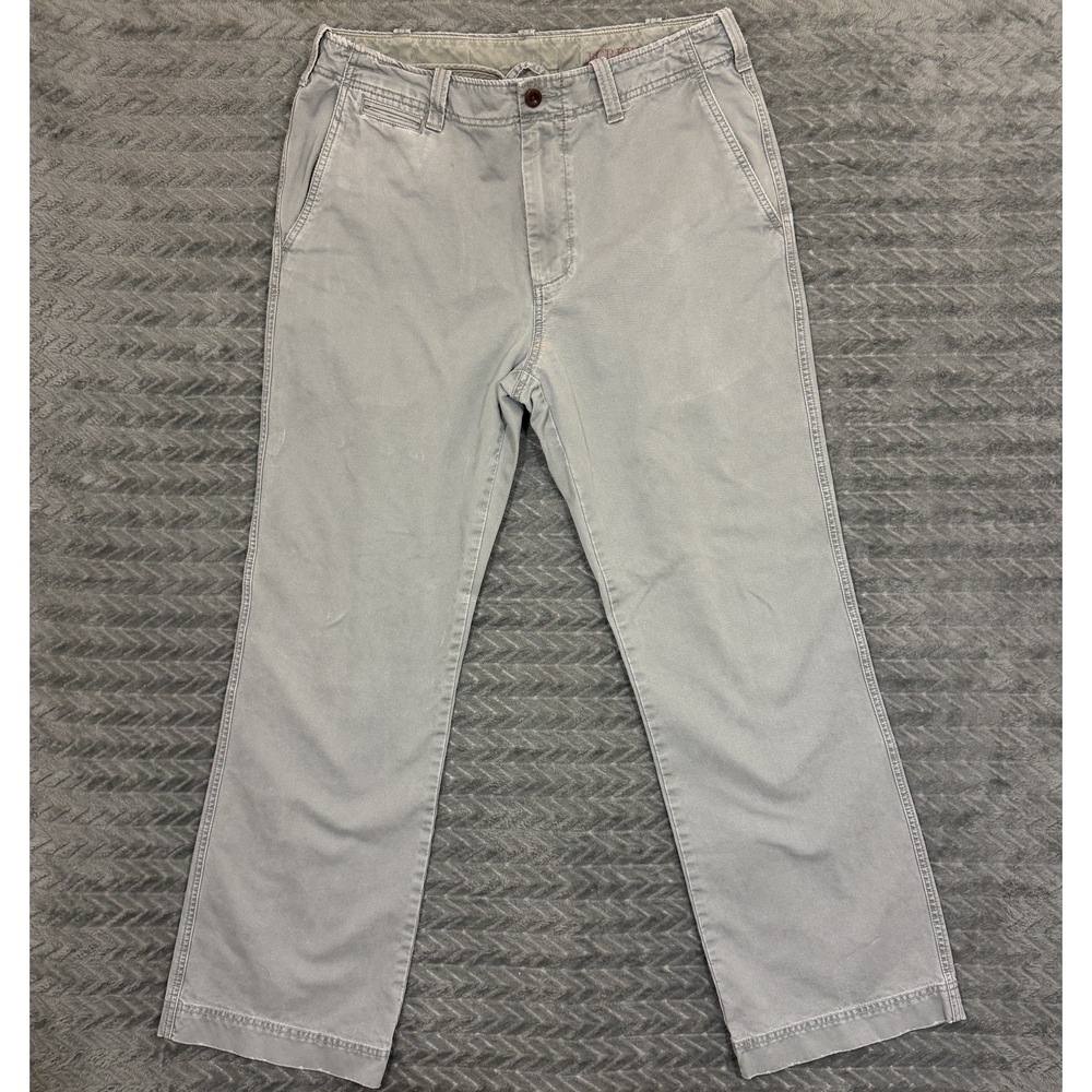 J Crew Bootcut Pants Men 33x32 Stretch Gray Vtg Preppy